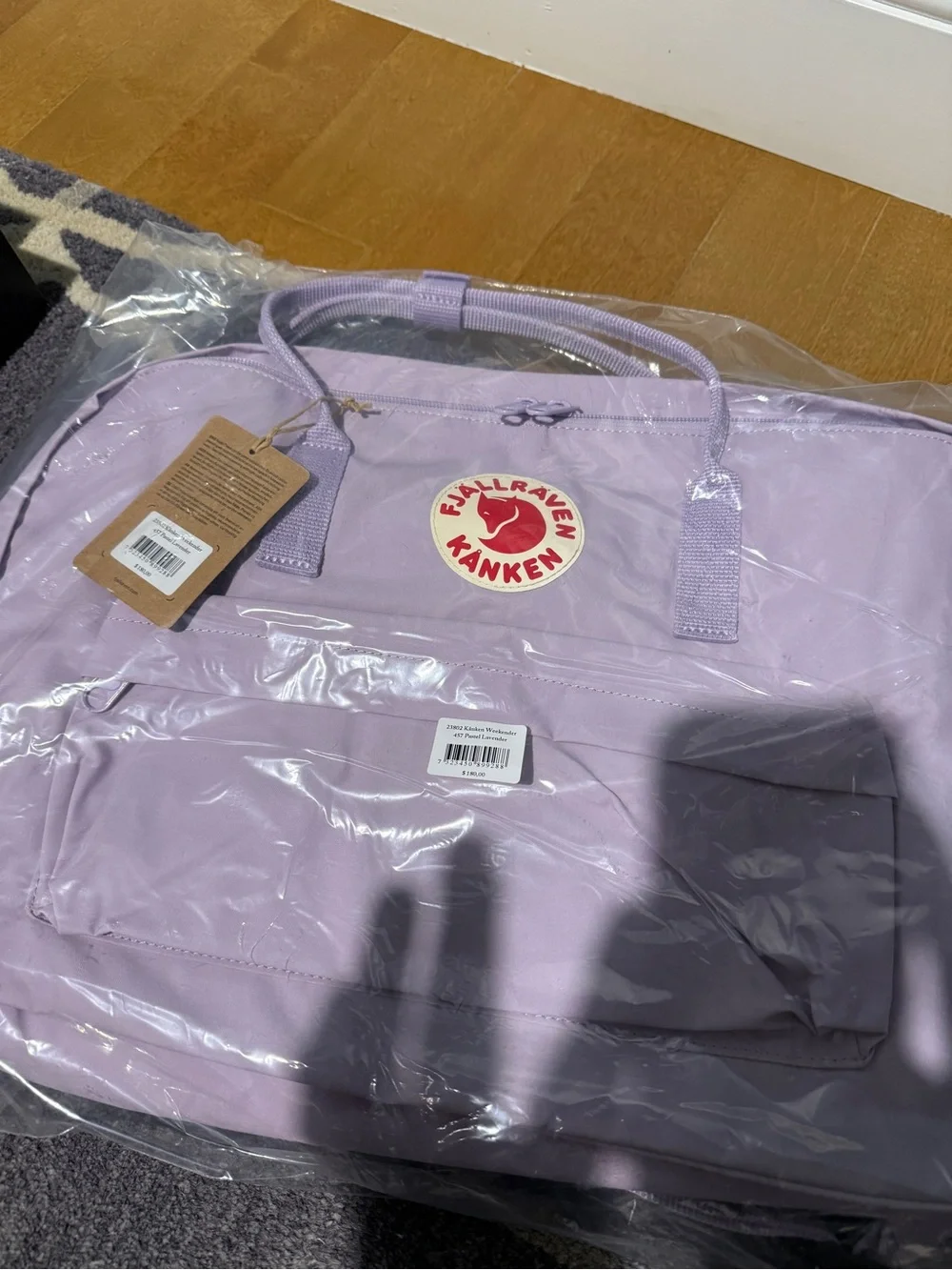Fjallraven Kanken Lilac Backpack with Red Logo